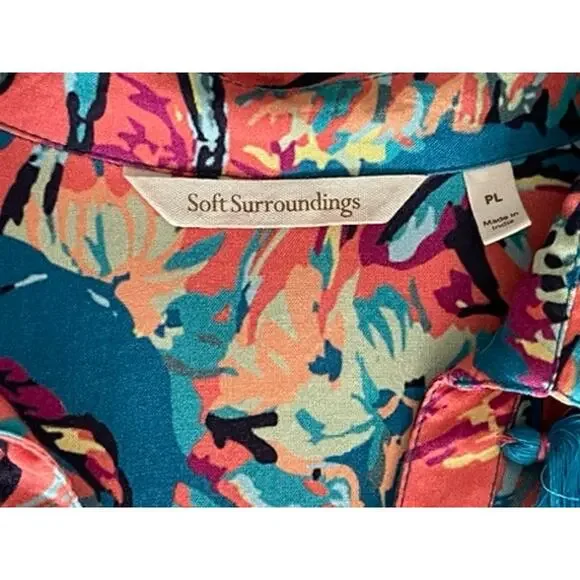 Soft Surroundings Sz L Petite Florence Dress Floral Midi Coastal Vacation Cruise - Picture 13 of 14